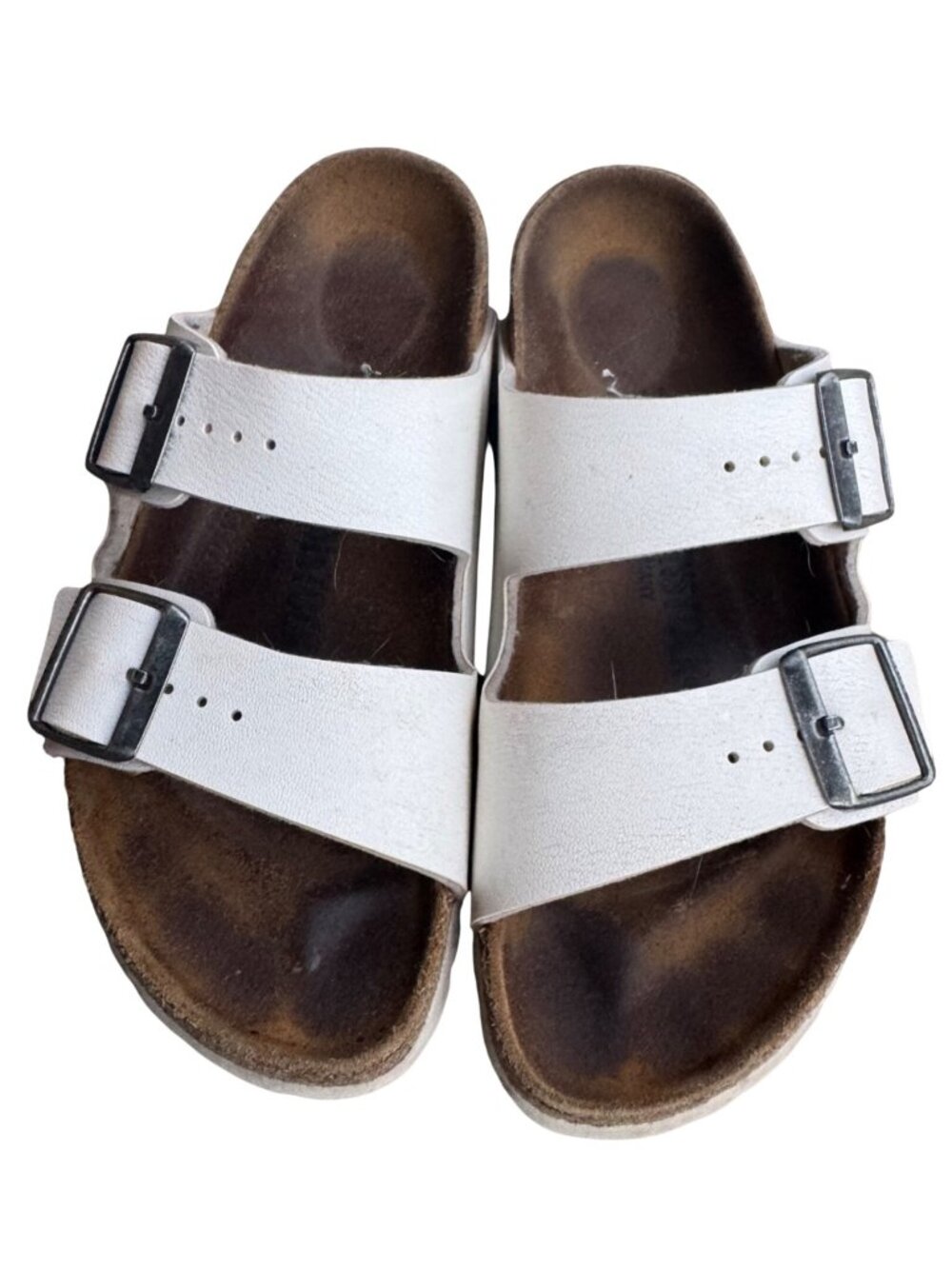 Birkenstock Arizona White Double-Strap Sandals EU 38 US W 7/ M 5 Cork Footbed